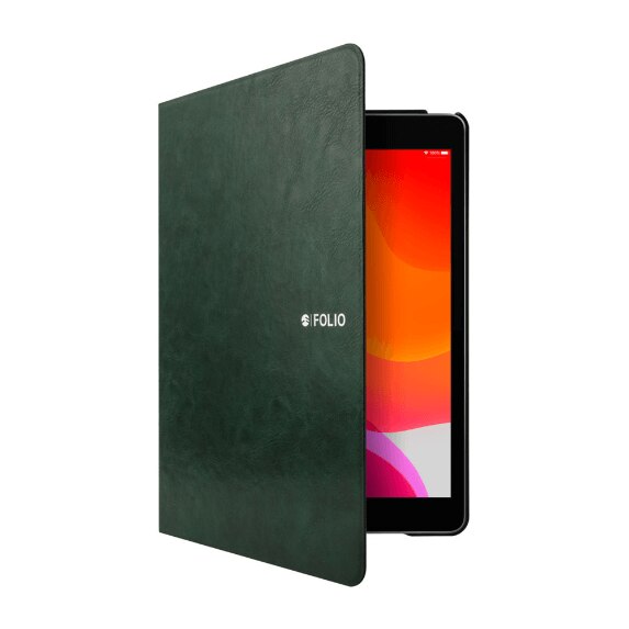 Carcasa din piele cu suport si compartiment pentru Apple Pencil pentru iPad 7 2019, iPad 8 2020, SwitchEasy Cover Folio Buddy, verde inchis