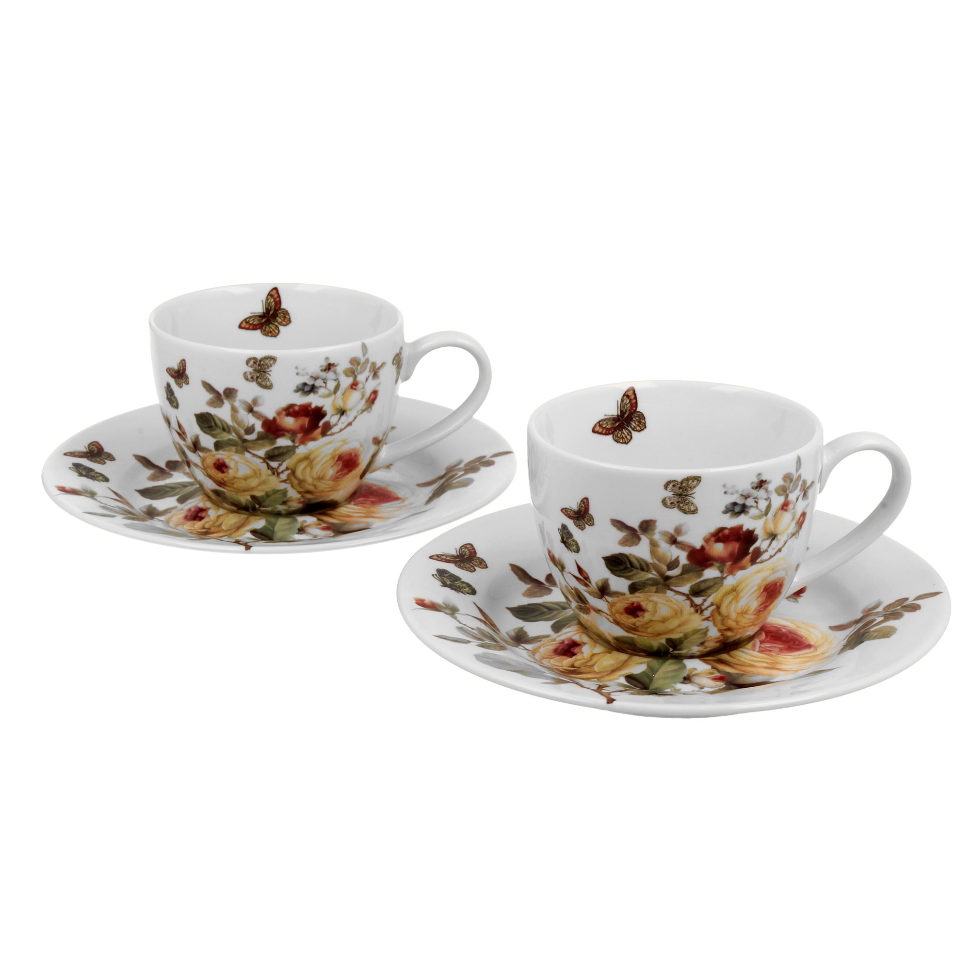 Set de 2 cesti pentru espresso, din portelan, Zahra, 90 ml