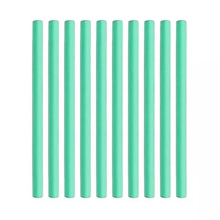 Set 10 Bigudiuri SIKS® aplicare pe parul umed/uscat, flexibile, numarul 4, culoarea turcoaz