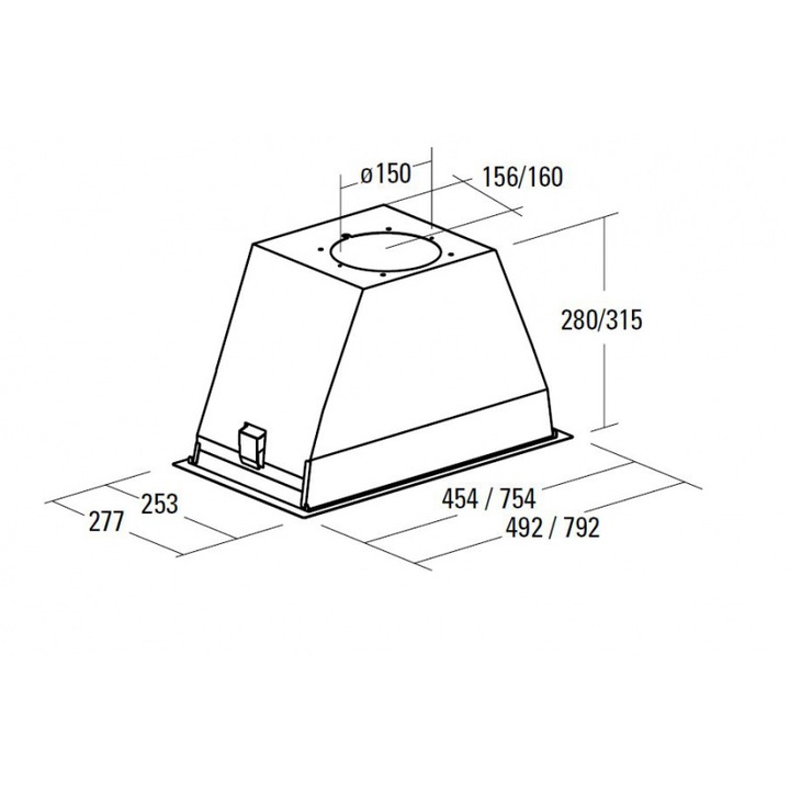 Cata GL-45 X/C LED beépíthető páraelszívó INOX