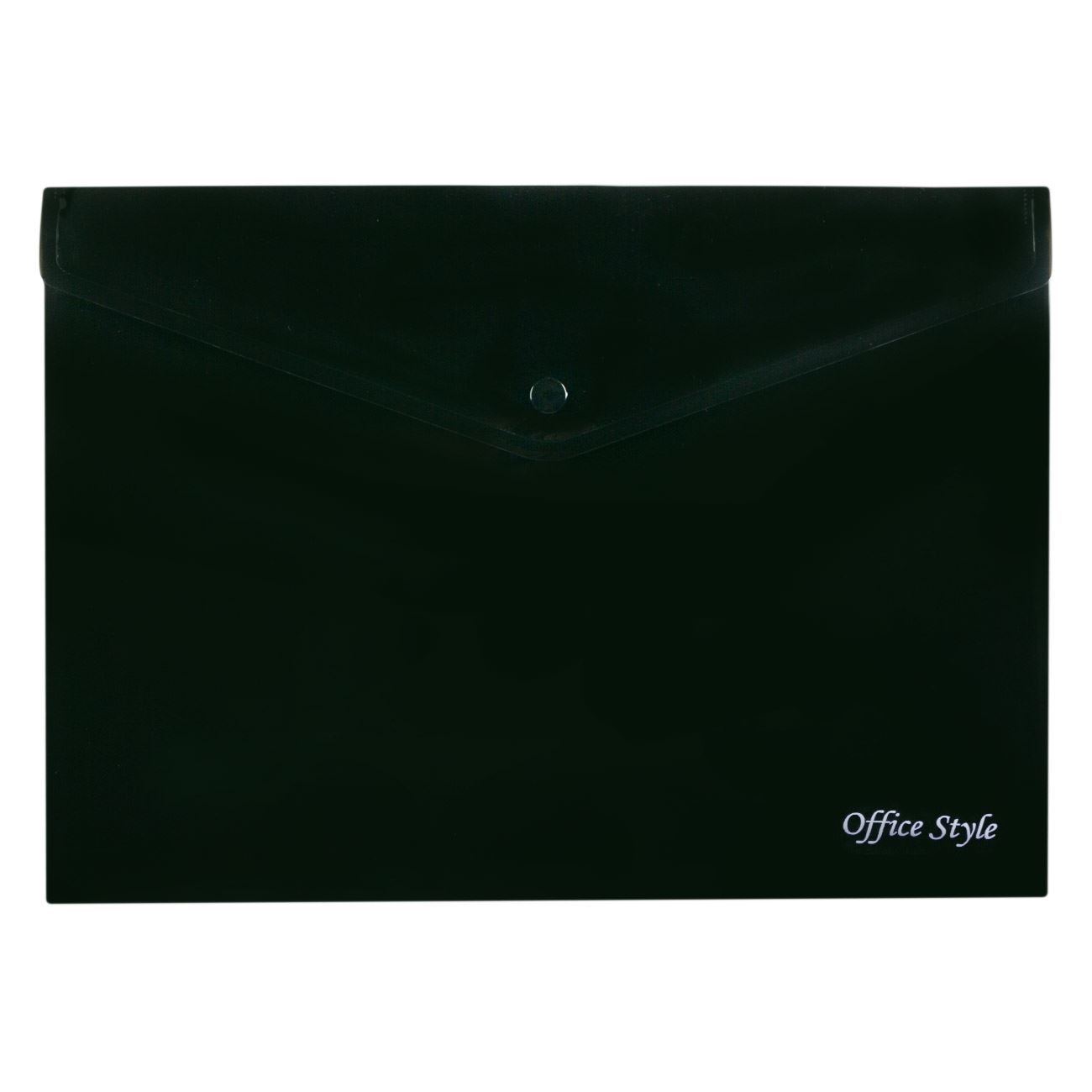 Mapa Zola®din plastic, cu un singur compartiment, negru lucios, inchidere cu capsa, 33x24 cm