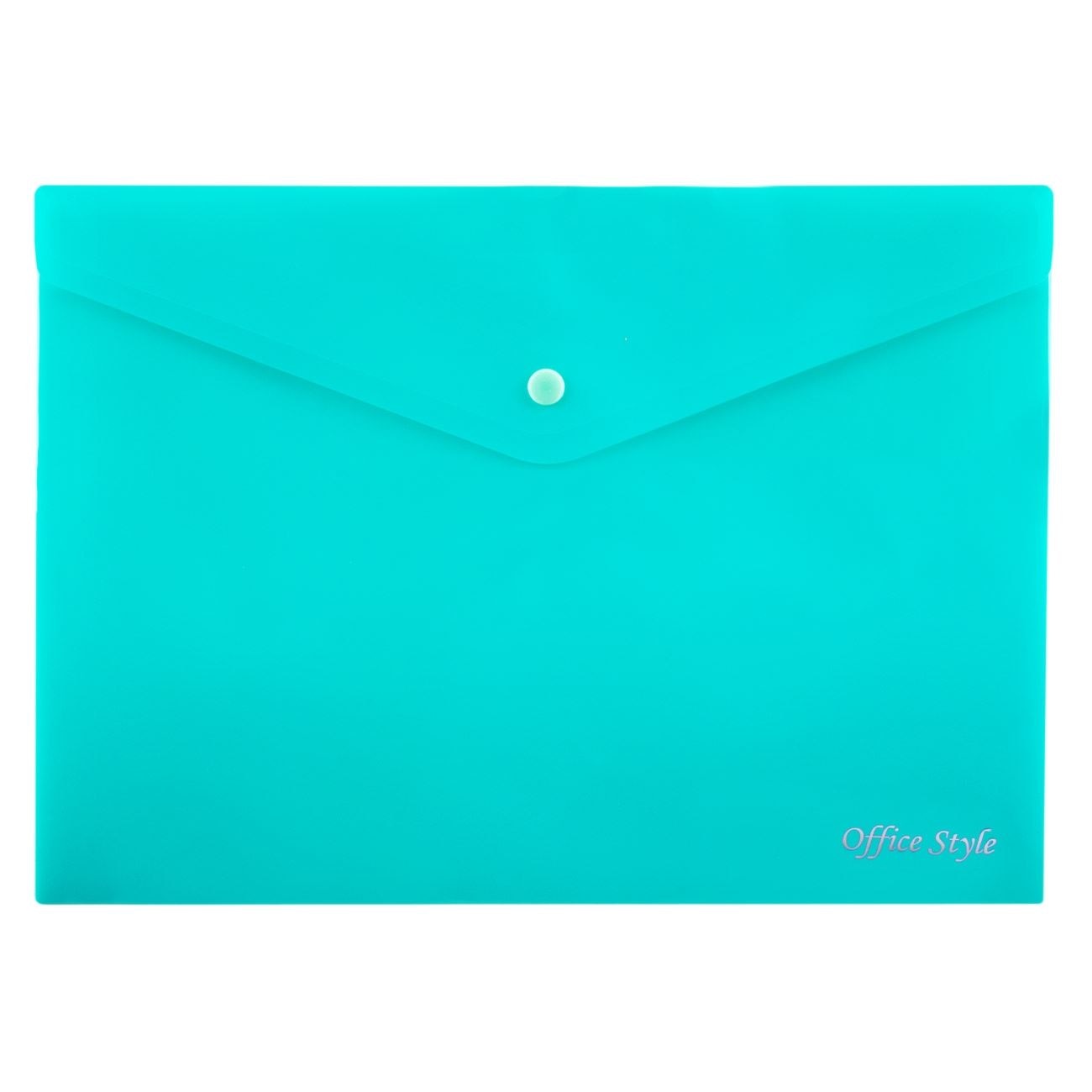 Mapa Zola®din plastic, cu un singur compartiment, turcoaz lucios, inchidere cu capsa, 33x24 cm