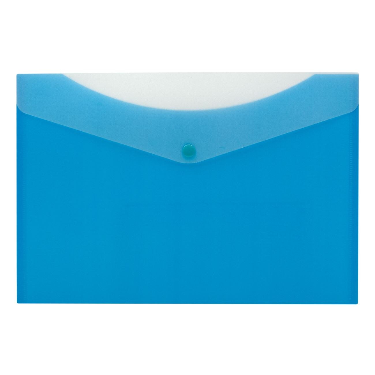 Mapa Zola®din plastic, cu un singur compartiment partial transparent, inchidere cu capsa, albastru, 29.7 x 21 cm