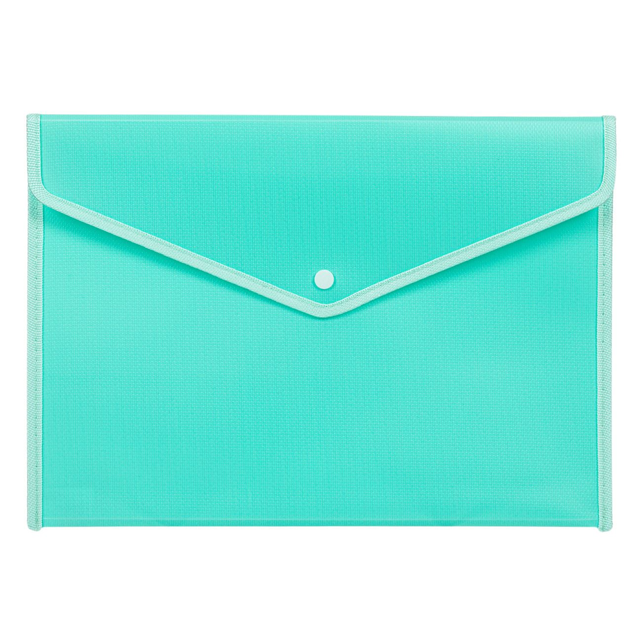 Mapa Zola®din plastic, cu un singur compartiment, inchidere cu capsa, turcoaz, 36.5x26.5 cm