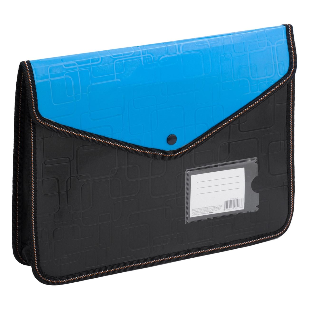 Mapa Zola®din plastic, cu un singur compartiment, inchidere cu capsa, negru cu albastru, 33.5x25.5