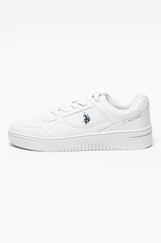 U.S. Polo Assn., Pantofi sport din piele ecologica Lee, Alb U.S. Polo Assn., Pantofi sport din piele ecologica Lee, Alb