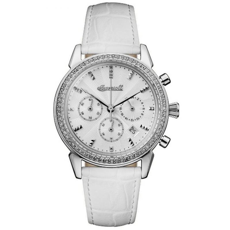 Ceas de dama Ingersoll The Gem, Cristale Swarovski, Curea din Piele, Alb