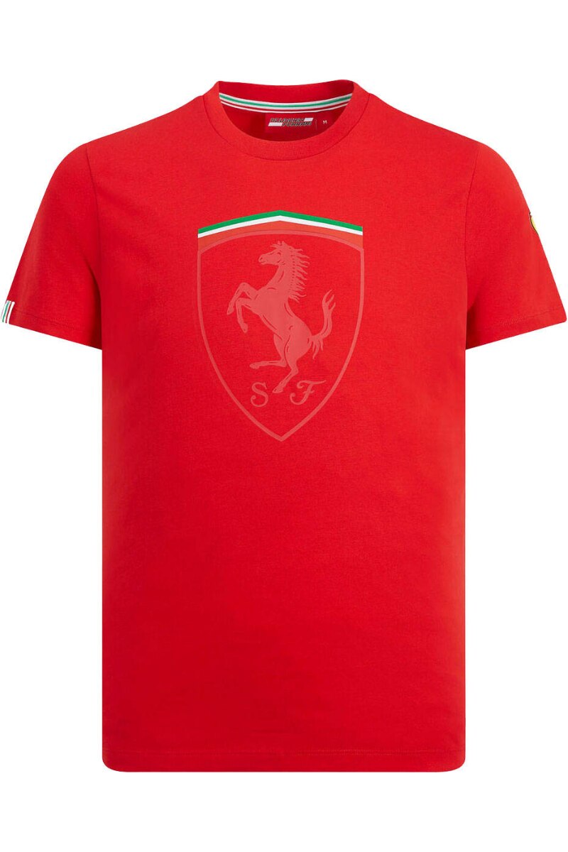 Tricou rosu Scuderia Ferrari Mono Shield, S, 100%