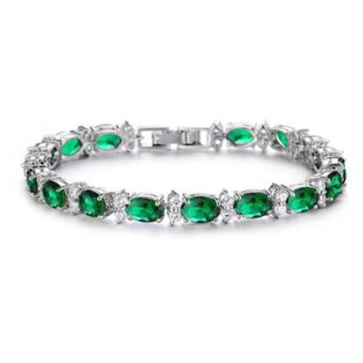 Moissanite karkötő, CRM, női, zöld, 20 cm