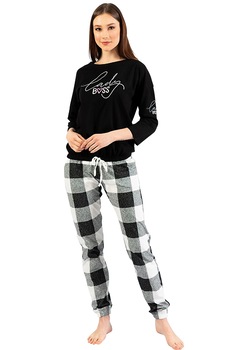 Pijama Dama, Vienetta, Model 'Lady Boss', Culoare Negru Pijama Dama, Vienetta, Model 'Lady Boss', Culoare Negru