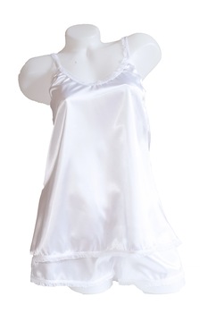 Pijama dama doua piese, imprimeu uni, satin soft alb, BLANCHE, BLD by Exclusive Pijama dama doua piese, imprimeu uni, satin soft alb, BLANCHE, BLD by Exclusive