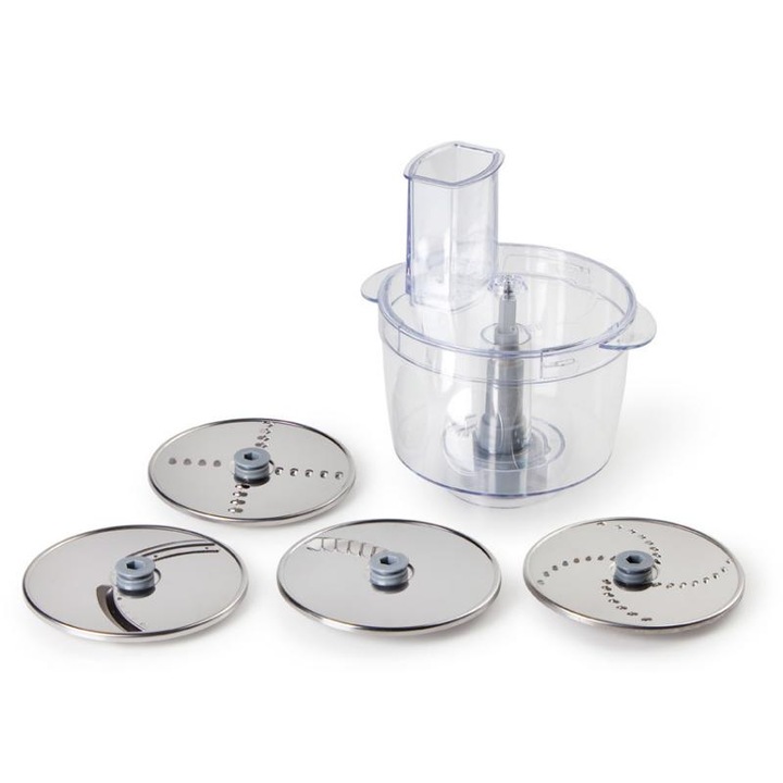 Set piese de schimb Domo pentru robot de bucătărie, 1 bol și 4 discuri de tăiat, alb