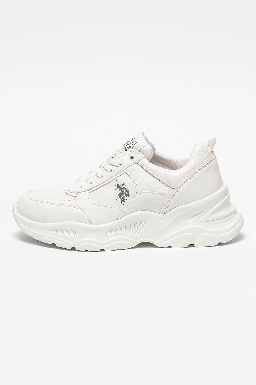 U.S. Polo Assn., Pantofi sport de piele ecologica Jessa, Alb