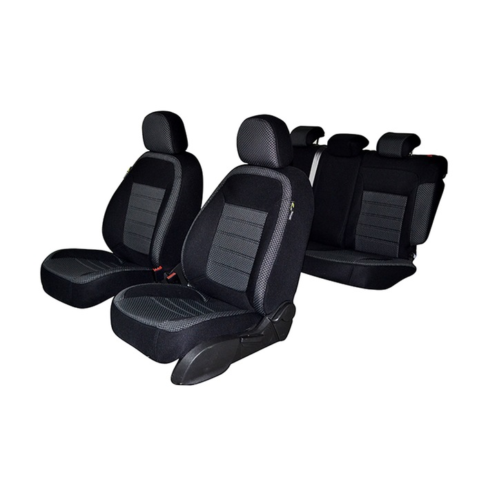 Комплект калъфи за Dacia Logan MCV 5 места, 2004-2012, Текстил, 11 части, Smartic®, черен