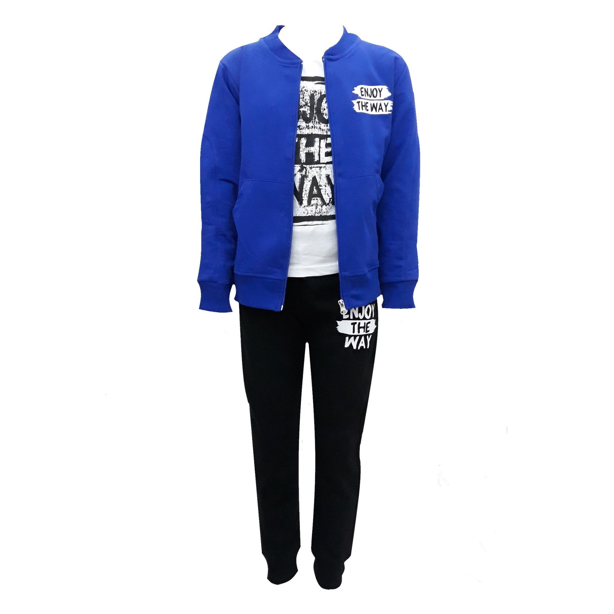 Compleu sport, baieti, trei piese, Albastru/Negru