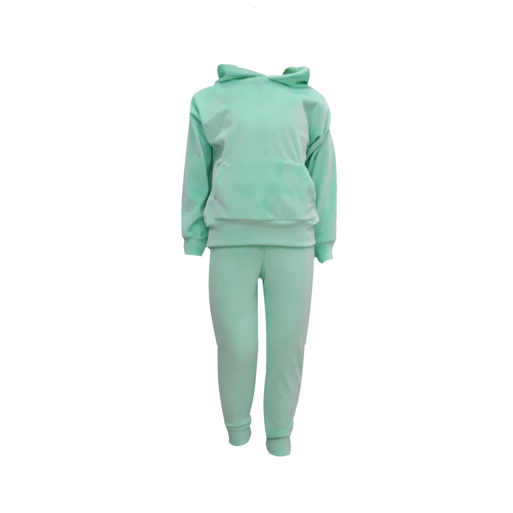 Compleu copii din catifea, doua piese, Vernil deschis