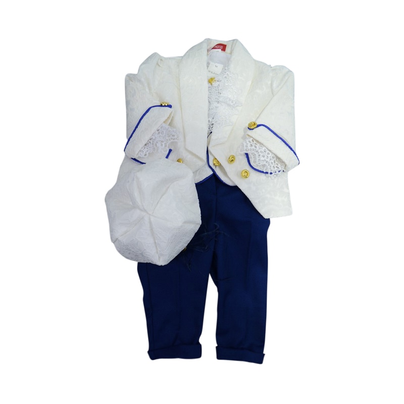 Costum elegant 4 piese pentru baieti Mini Junior CSS-5677, Alb