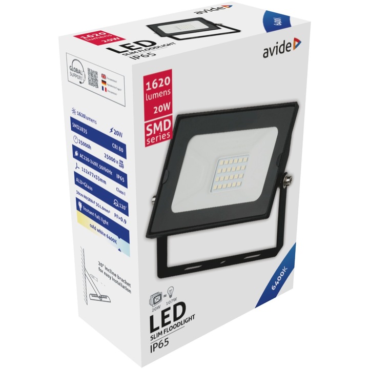 Avide LED Reflektor Slim SMD 20W CW 6400K