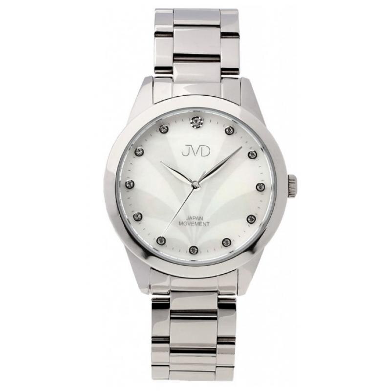 Ceas de dama JVD JC052.1, Indici de Cristal, Argintiu