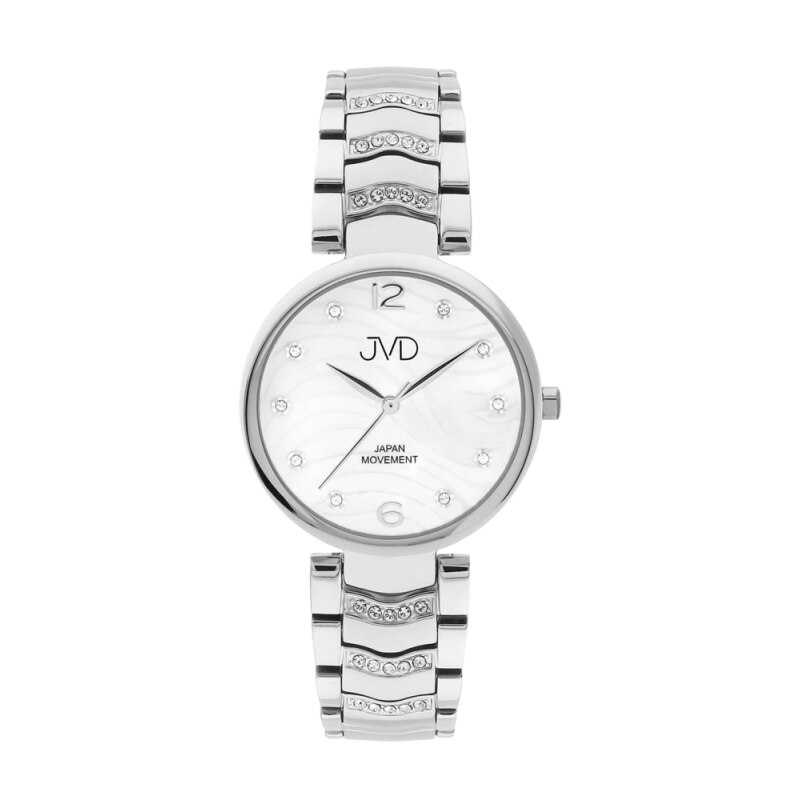 Ceas de dama JVD JC650.1, Indicatori de Cristal, Argintiu