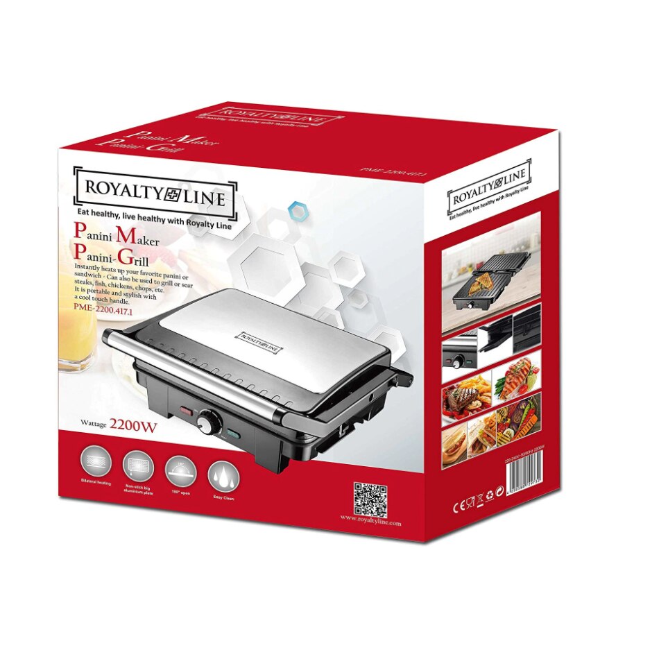Sandwich Maker Panini Grill Royalty Line, placi antiaderente