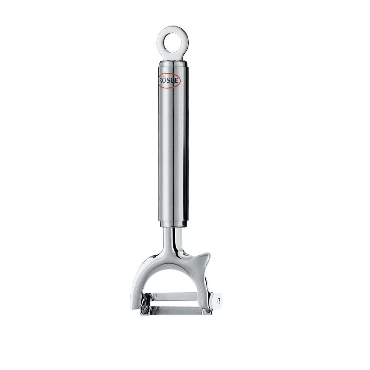 Accesoriu pentru curatat fructe si legume, Rösle, otel inoxidabil, maner ergonomic, lama mobila, usor de folosit, inox