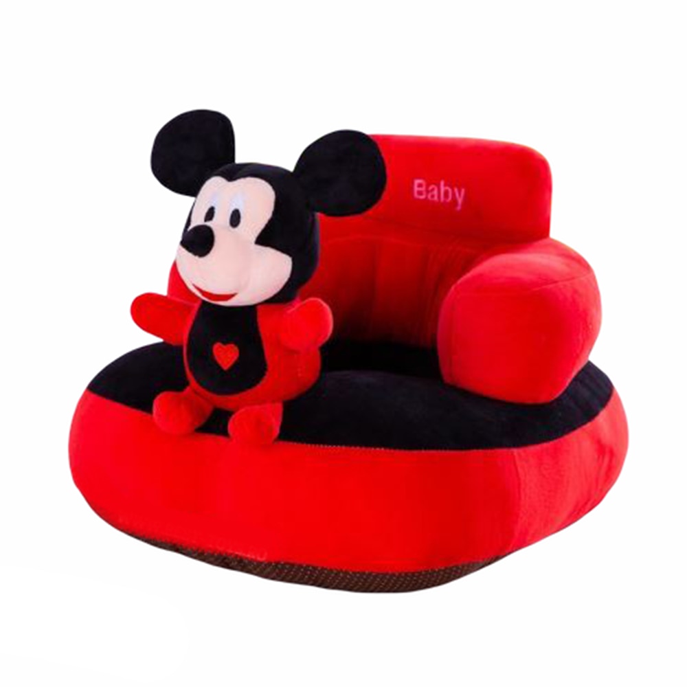 Fotoliu din plus pentru bebelusi cu spatar, Mickey Mouse, 55 cm, Rosu, FPS-05