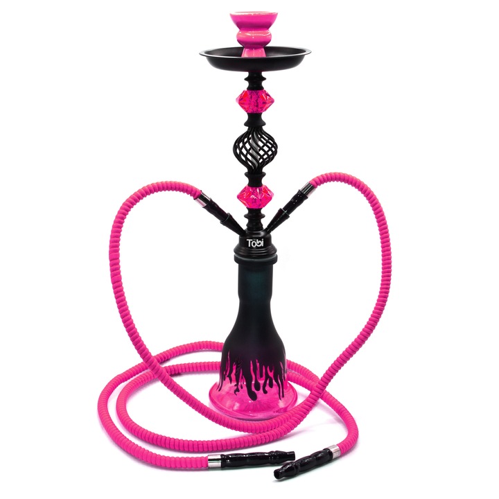 Narghilea Tobi, Jabal, 2 furtunuri, Roz, 53 cm