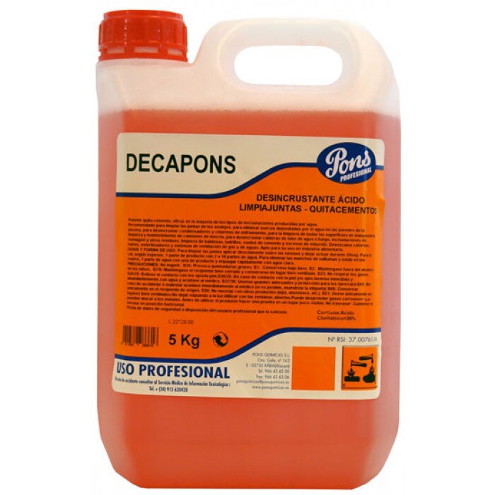 DECAPONS-Solutie profesionala decapanta dezincrustanta, 5L, Asevi