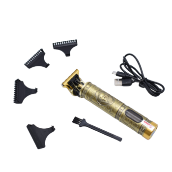 Trimmer pentru Tuns, Afisaj Electronic, Lame Silentioase, Motor Puternic, Reincarcabil, Accesorii Incluse, Auriu Trimmer pentru Tuns, Afisaj Electronic, Lame Silentioase, Motor Puternic, Reincarcabil, Accesorii Incluse, Auriu