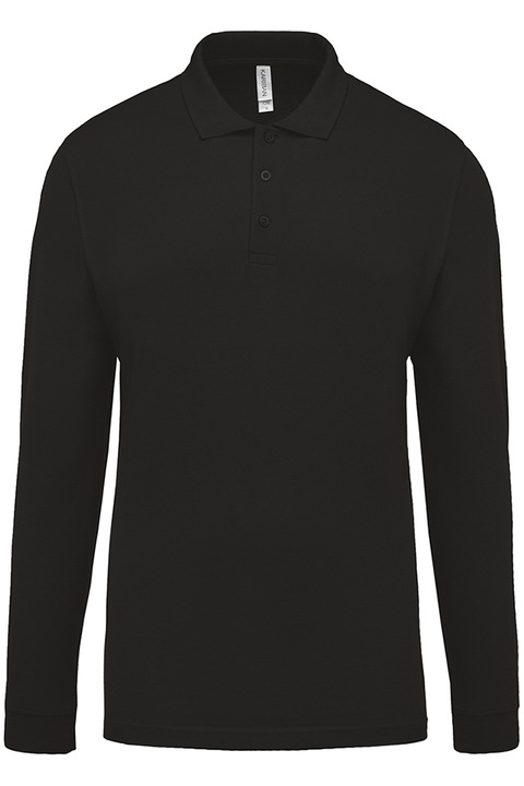 Tricou polo barbati, maneca lunga, bumbac 100%, Kariban Pique K256, Negru