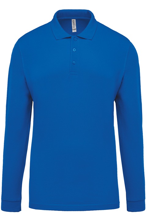 Tricou polo barbati, maneca lunga, bumbac 100%, Kariban Pique K256, Albastru royal
