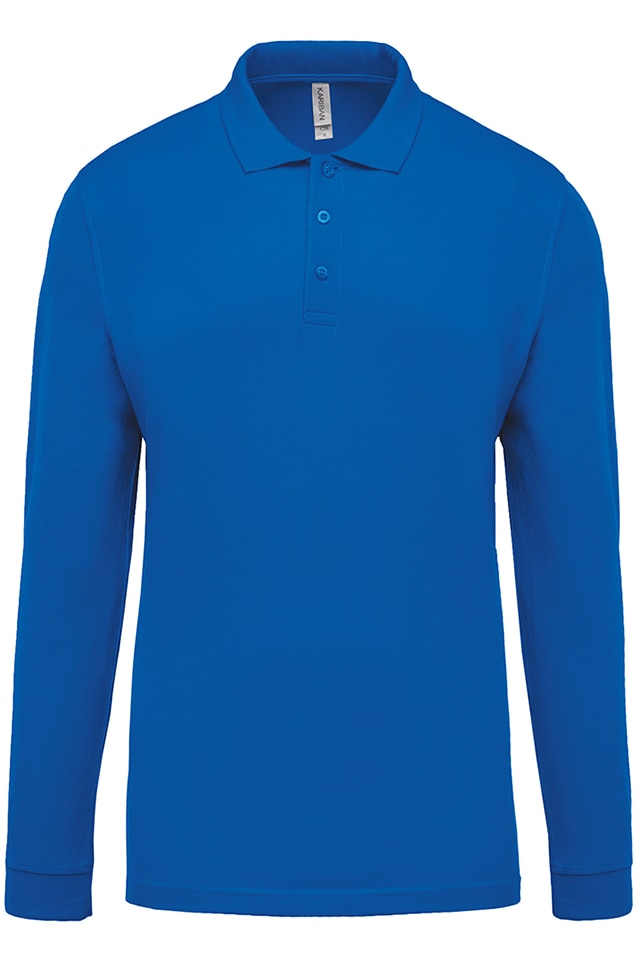 Tricou polo barbati, maneca lunga, bumbac 100%, Kariban Pique K256, Albastru royal
