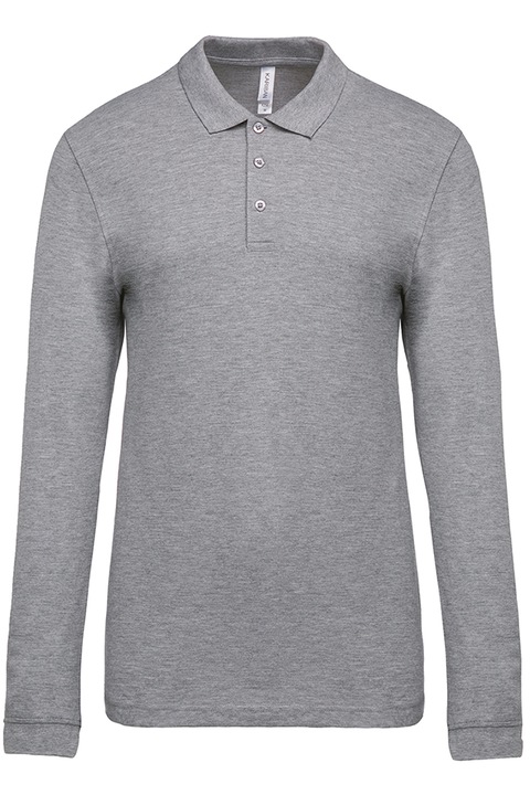 Tricou polo barbati, maneca lunga, bumbac 100%, Kariban Pique K256, Gri