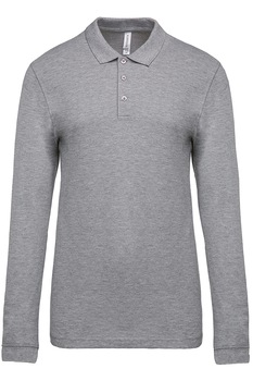 Tricou polo barbati, maneca lunga, bumbac 100%, Kariban Pique K256, Gri Tricou polo barbati, maneca lunga, bumbac 100%, Kariban Pique K256, Gri