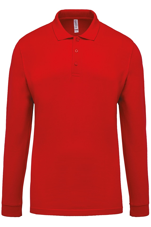 Tricou polo barbati, maneca lunga, bumbac 100%, Kariban Pique K256, Rosu