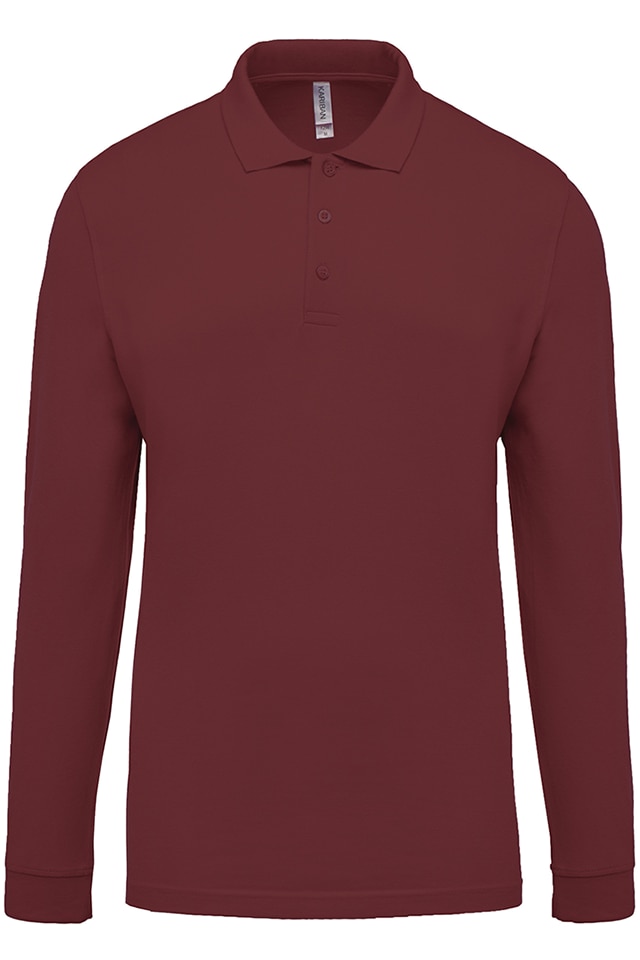 Tricou polo barbati, maneca lunga, bumbac 100%, Kariban Pique K256, Wine