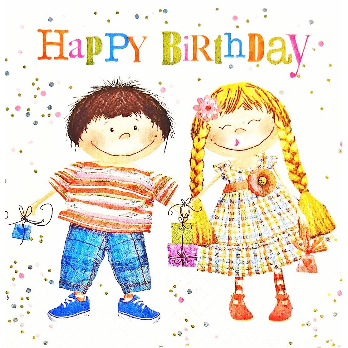 Servetele de masa decorative Happy Birthday, 3 straturi, 33x33 cm, 20 bucati/pachet