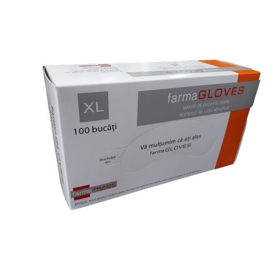 Cutie 100 buc Manusi Latex Nepudrate, Marimea XL, Farma Gloves