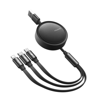 Cablu Mcdodo USB 3in1 - Lightning, USB-C, microUSB, retractabil 1,2 m negru CA-7250 Cablu Mcdodo USB 3in1 - Lightning, USB-C, microUSB, retractabil 1,2 m negru CA-7250