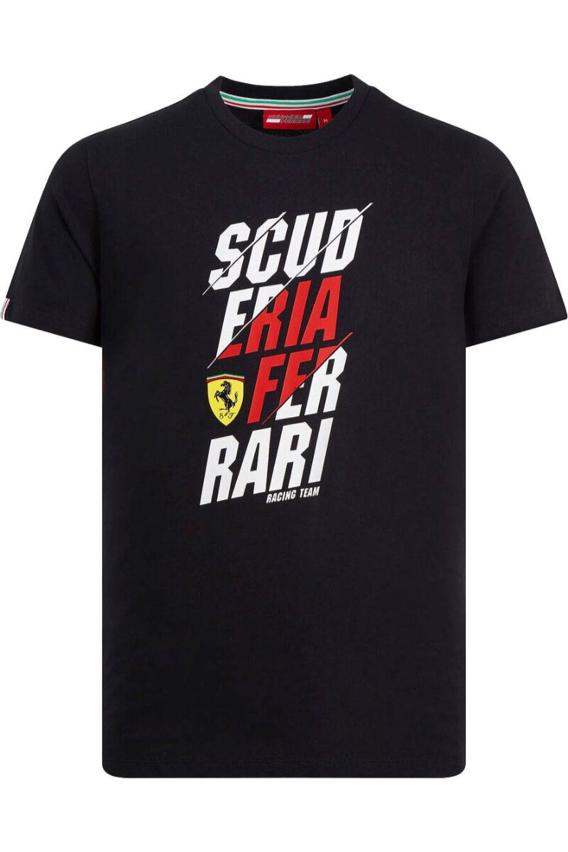 Tricou Scuderia Ferrari Angle negru, M, 100% bumbac