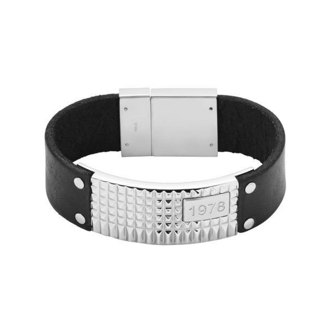 Bratara Diesel DX0828, Otel/Piele, Argintiu/Negru