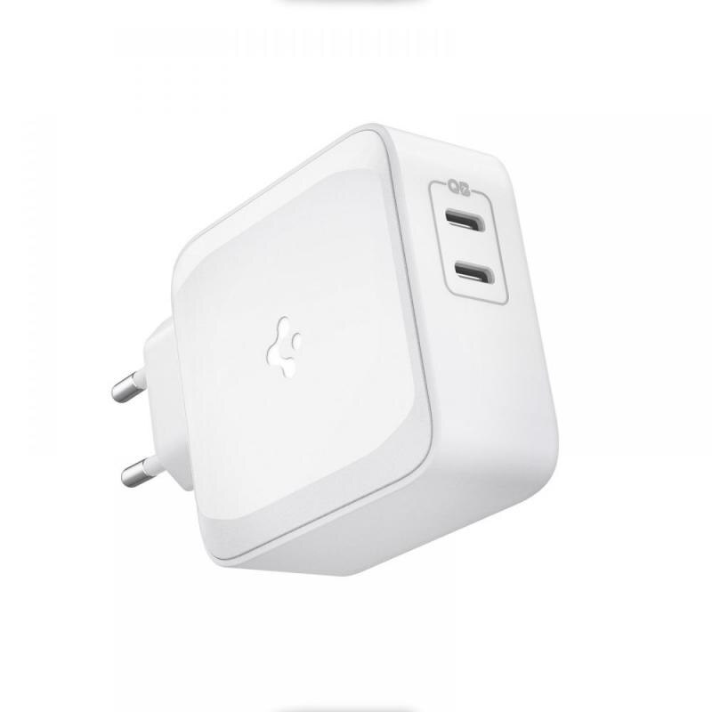 Incarcator retea Spigen PE2007EU PowerArc, Dual USB-C, Power Delivery 60W, Quick Charge 3.0, Alb