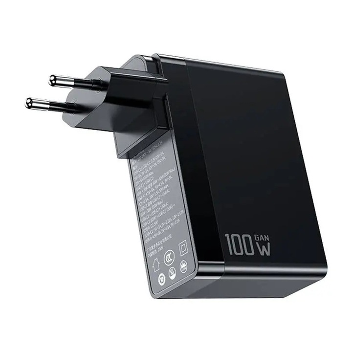 Incarcator rapid Mcdodo GaN, USB-C, PD, USB-A, QC, 100W, negru