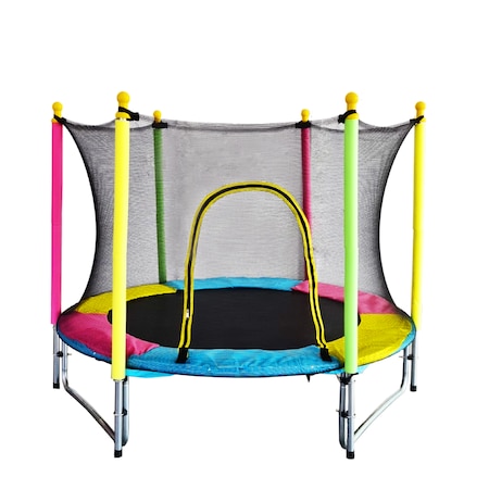 Trambulina pentru Copii cu Plasa de Protectie Bigshot 60, pentru Interior si Exterior, Diametru 150 cm, Multicolor
