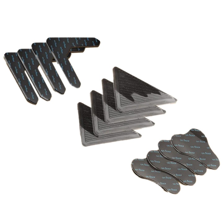 Set 12 Adezive Antiderapante pentru Covor YWD-FMM, Negru