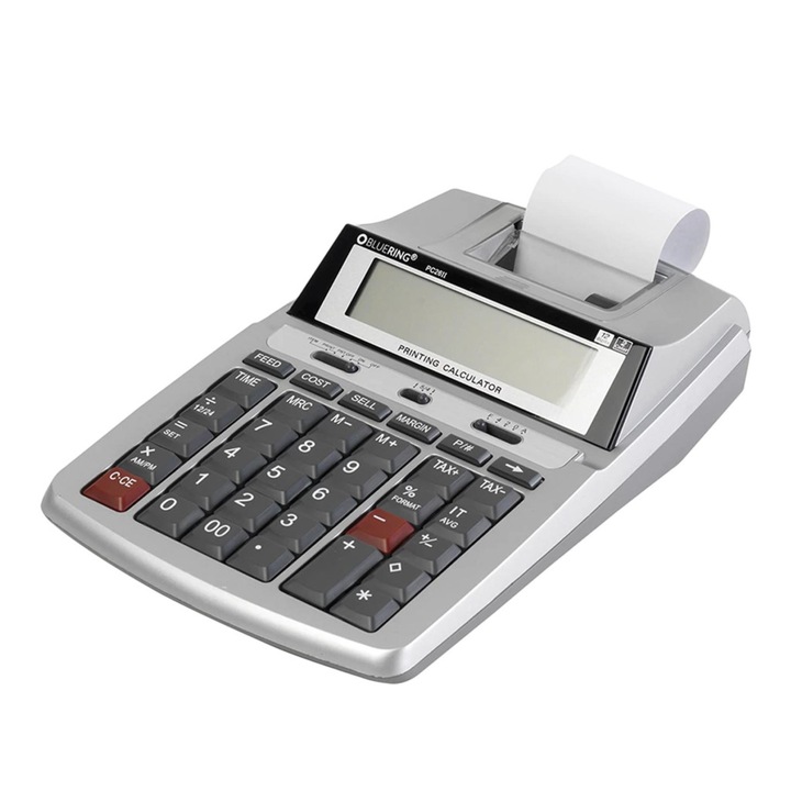 Calculator cu banda, Bluering, Cu 12 cifre, Gri