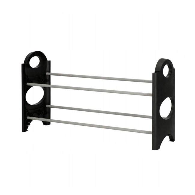 Suport pentru incaltaminte cu 2 rafturi, capacitate 6kg, 64x34 cm, negru/gri