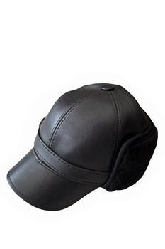 Sapca din piele si blana naturala pentru barbati, Durava, culoarea negru, marime 60 cm, SP022 Sapca din piele si blana naturala pentru barbati, Durava, culoarea negru, marime 60 cm, SP022
