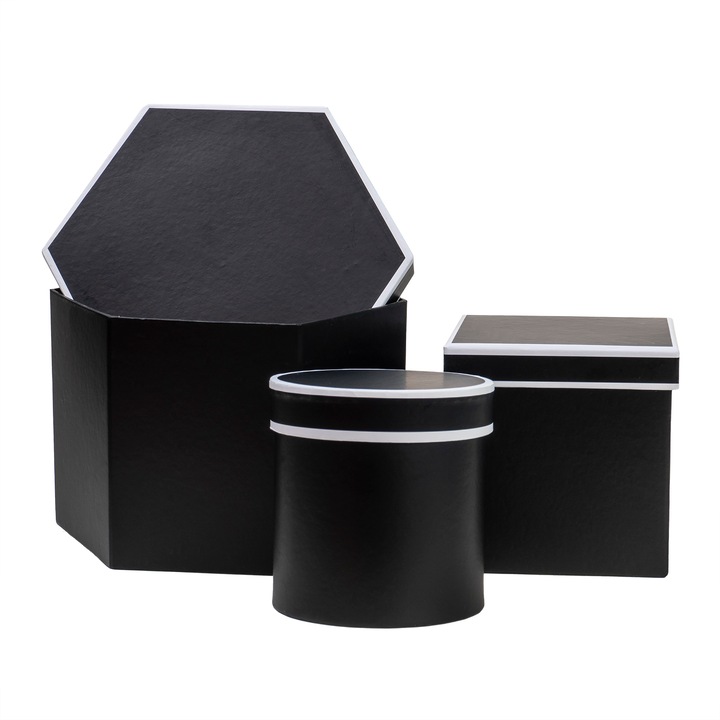 Комплект от 3 кутии с различна форма, черни / CD 3322-BLACK